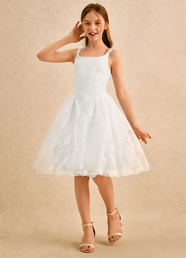 Azazie Cubbie Girls Formal Flower Girl Dresses White A-Line Lace Dress image1