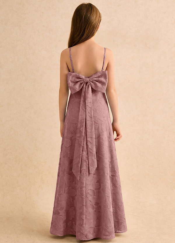 Azazie Jaella Girls Formal Flower Girl Dresses Dusty Rose A-Line Pleated Floral Burnout Dress image1
