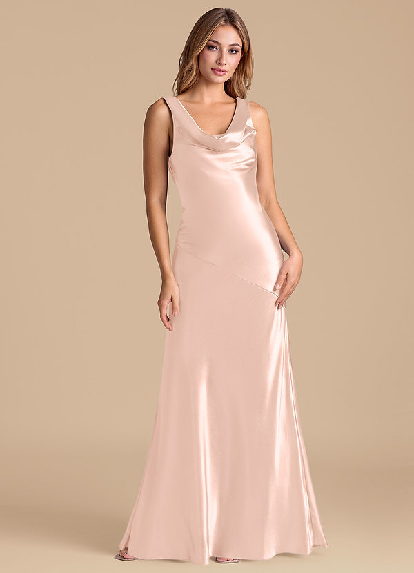 Azazie Rylina Robes Demoiselle d'honneur Robe Sirène en Satiné métallisé Or Rose image1