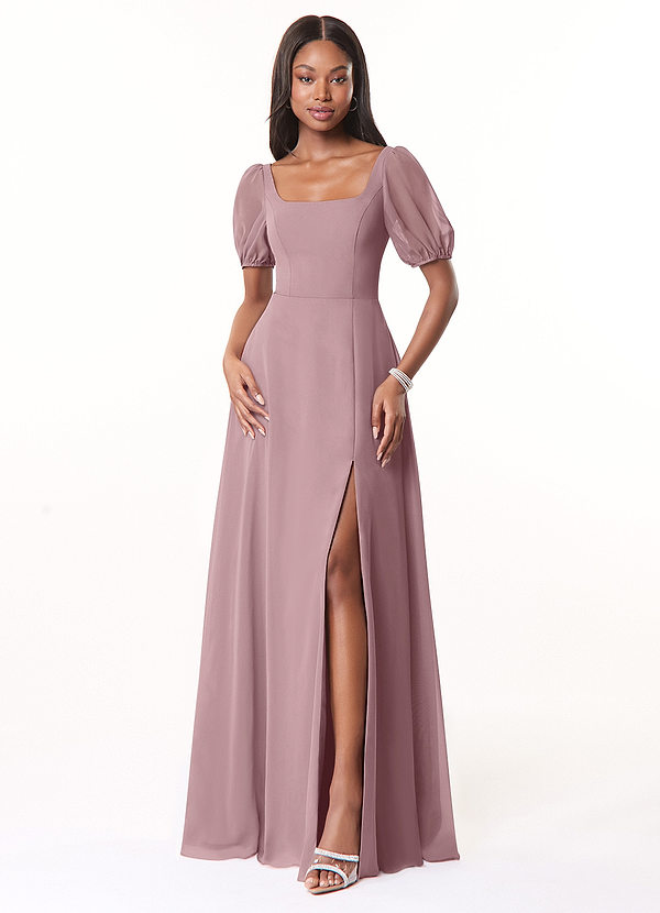 Azazie Alani Bridesmaid Dresses A-Line Square Neckline Chiffon Floor-Length Dress image1