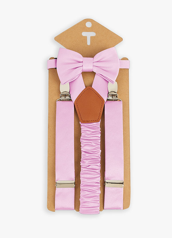 front Boy's Matching Matte Satin Bow Tie & Suspenders Set