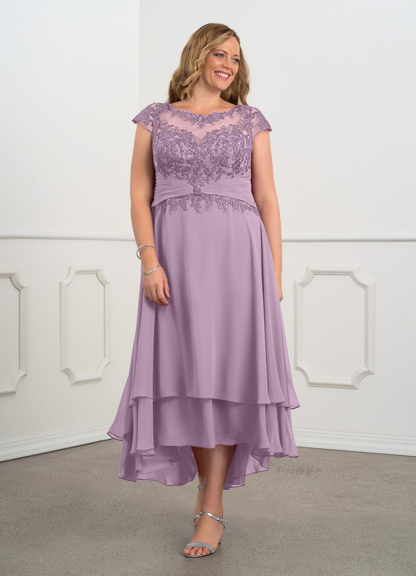 Azazie Shonda Moeder van de Bruid Jurken Jurk van Chiffon Kant Blauweregen image1