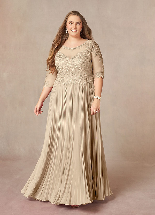 Azazie Corinne Mother of the Brides Dresses Champagne A-Line Sequins Chiffon Dress image1