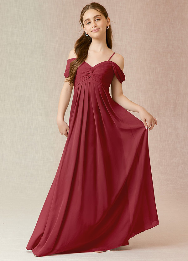 Azazie Kaitlynn Junior Vestido de Granada de Gasa de Corte En A con Vestidos sin tirantes image1