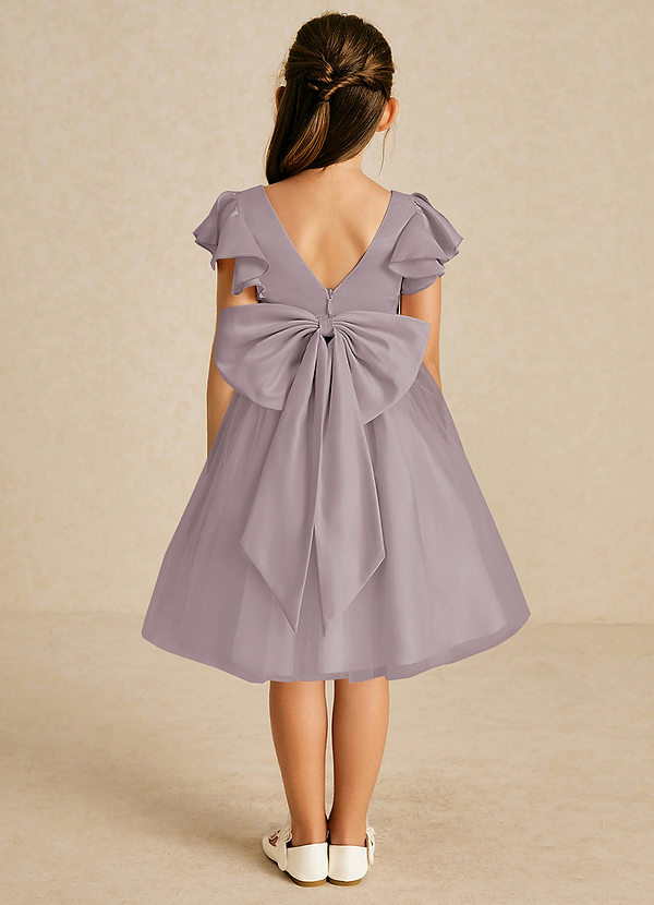 Azazie Kaeya Robes de Fillette d'Honneur Robe Trapèze en Tulle Arc Crépuscule image1