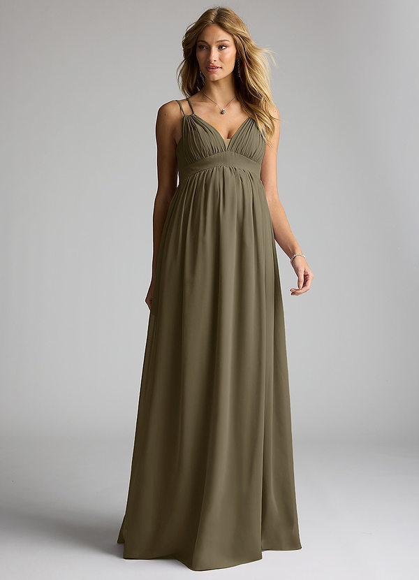 Azazie Emree Gravid brudtärna Klänningar Klänning A-Line Golvlängd Chiffong image1