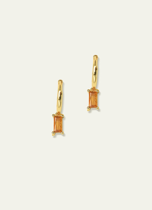 front Pozłacane 14-karatowym złotem kolczyki Huggies z kamieniem szlachetnym