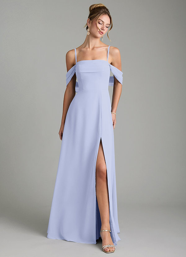 Azazie Mercedes Bridesmaid Dresses Lavender A-Line Off the Shoulder Chiffon Dress image1