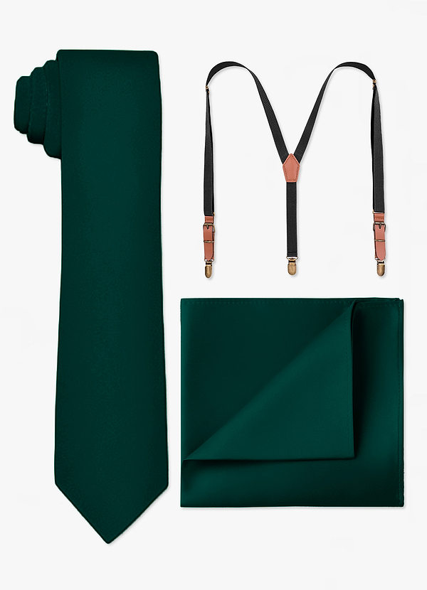 Matching Skinny Tie & Pocket Square & Suspenders Set