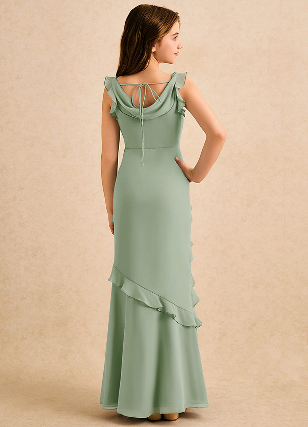 Azazie Aria Girls Formal Sukienki dla dziewczynek sypiących kwiaty Syrena Marszczony Szyfon Długość podłogi Sukienka image1