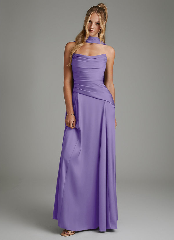 Azazie Gabriela Robes de demoiselle d'honneur Robe Trapèze en Satin extensible Corset Tahiti image1