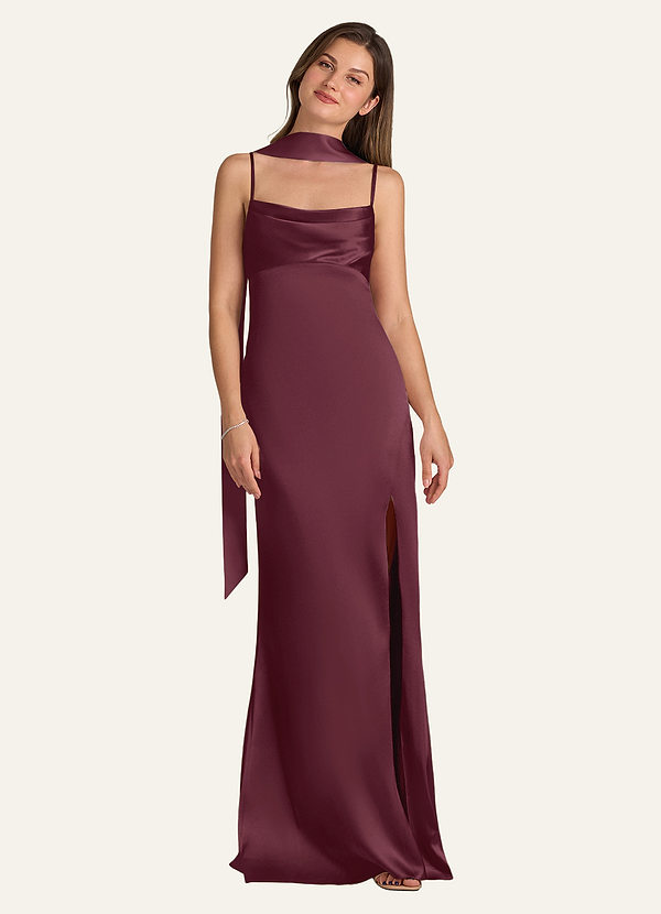 front Azazie Sciarpa in raso opaco in tinta