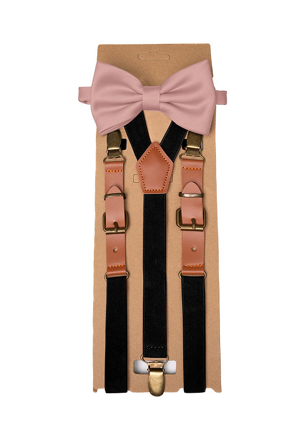 front Matching Matte Satin Pre-Tied Bow Tie & Suspenders Set
