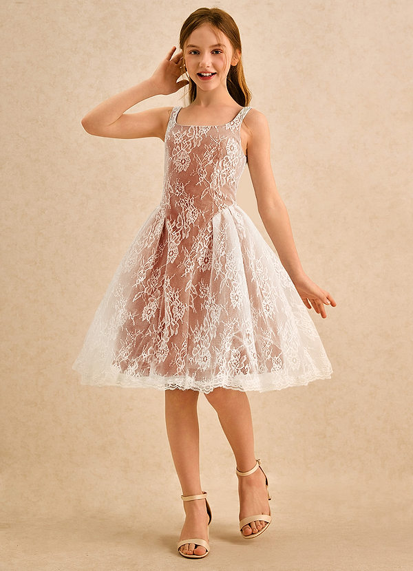 Azazie Cubbie Girls Formal Flower Girl Dresses Cinnamon A-Line Lace Dress image1