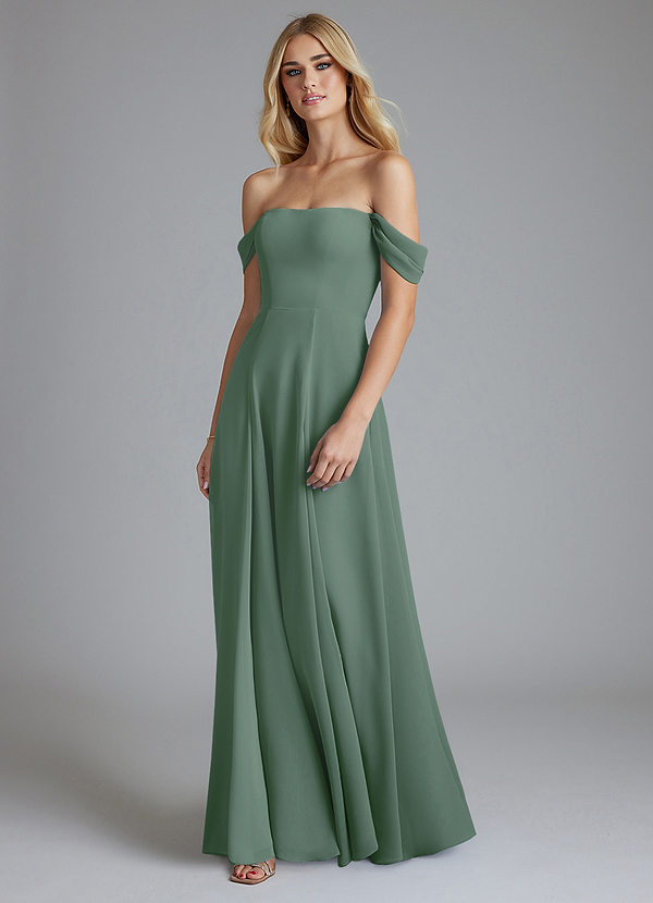 Azazie Seriana Brudtärneklänningar Klä av A-Linje i Chiffong Av axeln Eukalyptus image1