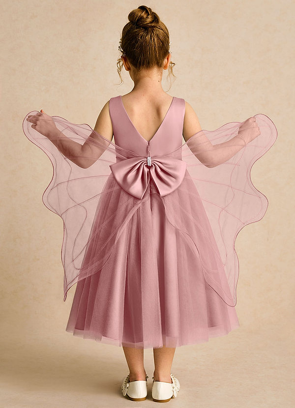 Azazie Pear Flower Girl Dresses Dusty Rose Ball-Gown Bow Tulle Dress image1