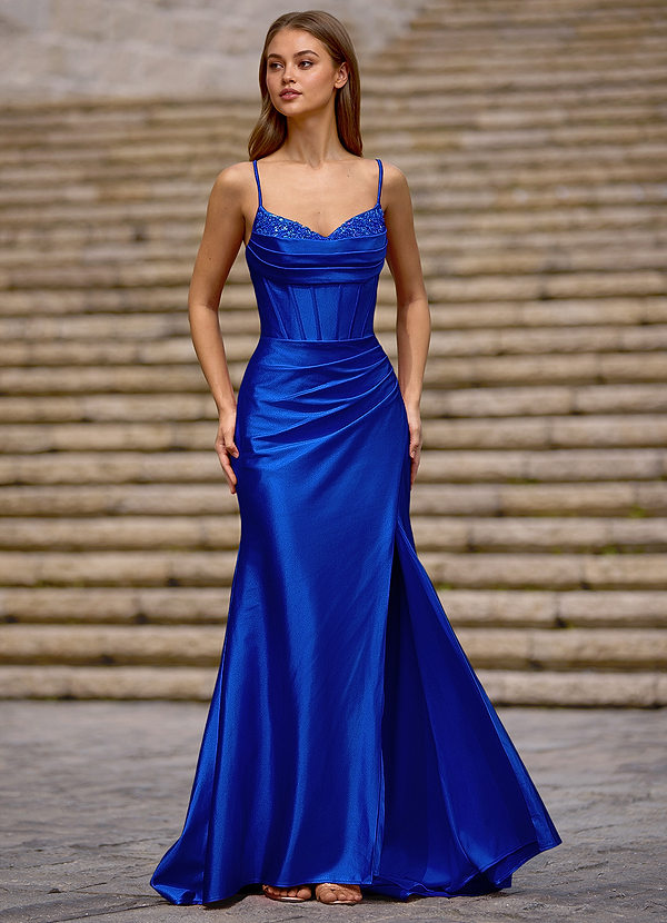 Glow Blue Silk-like Satin Prom Dress image1