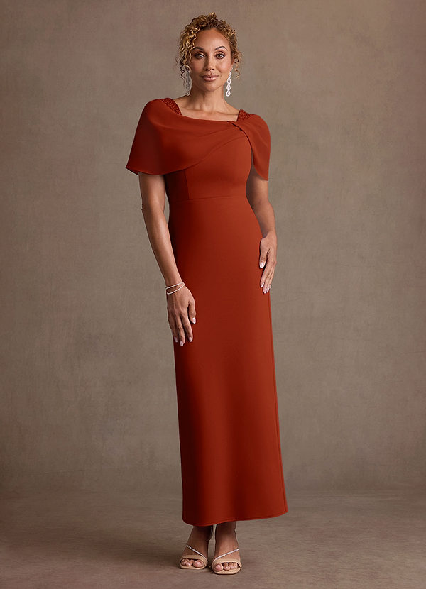 Azazie Deirdre Vestidos para la madre de la novia Vestido Óxido de Crepé elástico de Corte Columna con Plisado image1