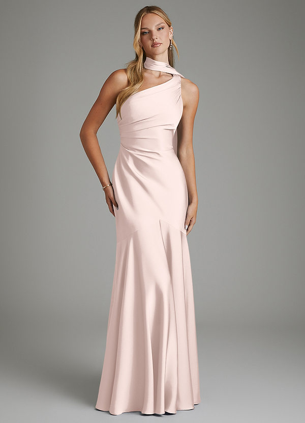 Azazie Amara Brudtärneklänningar Klänning av Sjöjungfru i Stretch Satin One-shoulder Rodnande Rosa image1