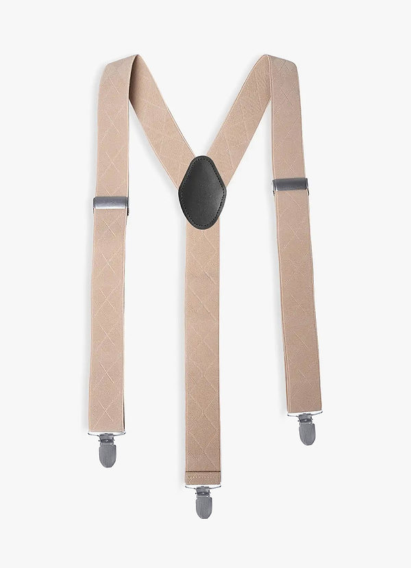 front Plaid Three-Clip Suspenders