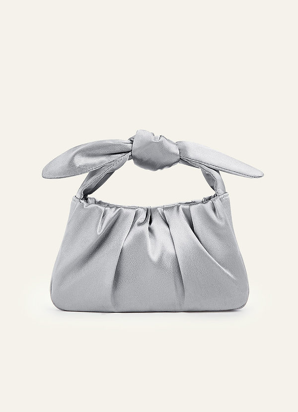 front Matching Color Metallic Satin Knotted Handle Handbag