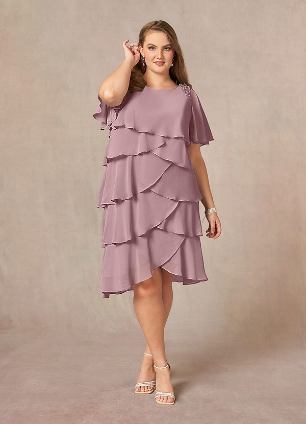 Azazie Rita Mother of the Brides Dresses Dusty Rose A-Line Scoop Beaded Chiffon Dress image1