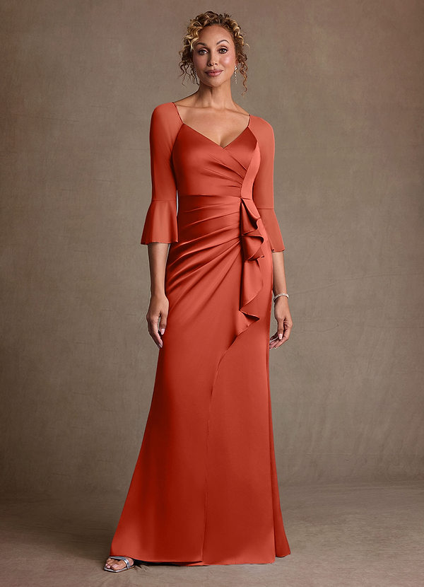 Azazie Nampa Suknie dla Matki Panny Młodej Osłona Pofałdowany Siatka Długość podłogi Sukienka image1