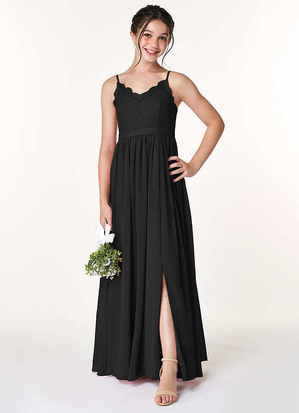 Azazie Roxy A-Line Lace Chiffon Floor-Length Junior Bridesmaid Dress image1