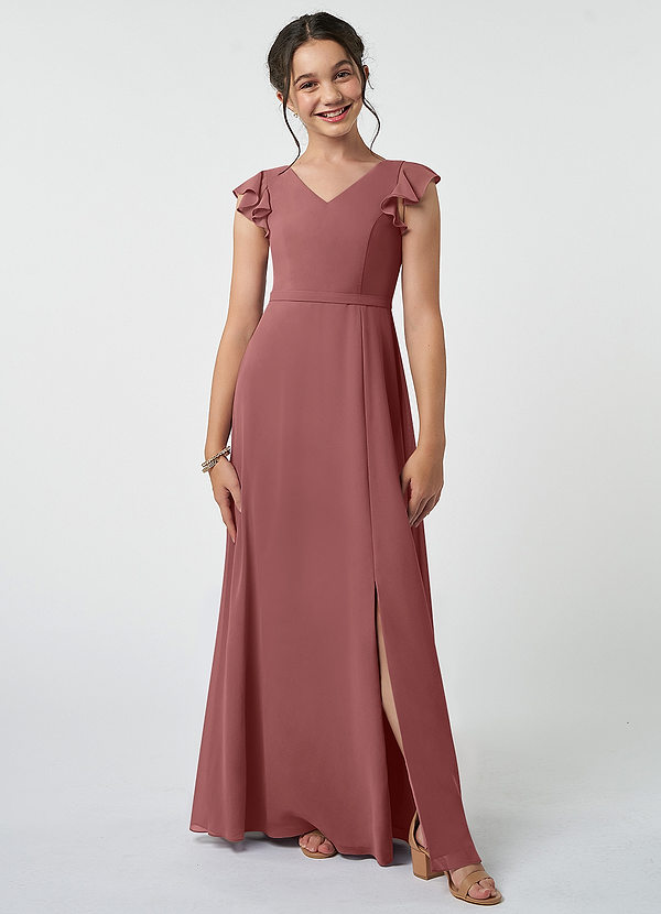 Azazie Claudine Junior Amethyst A-Line Pleated Chiffon Dress image1