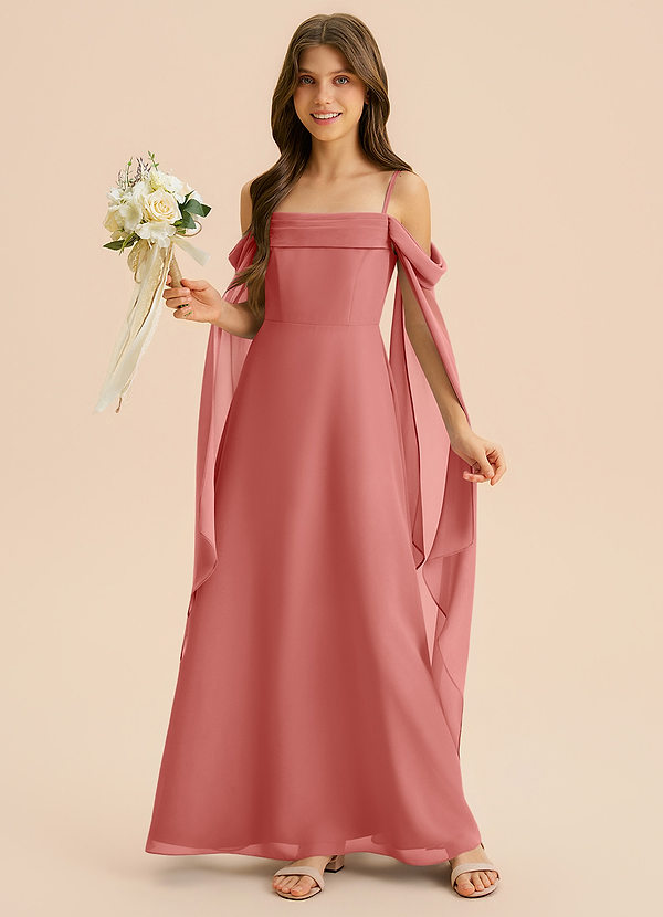 Azazie Moana Junior Linia A Pofałdowany Szyfon Długość podłogi Młodsza druhna Sukienka image1