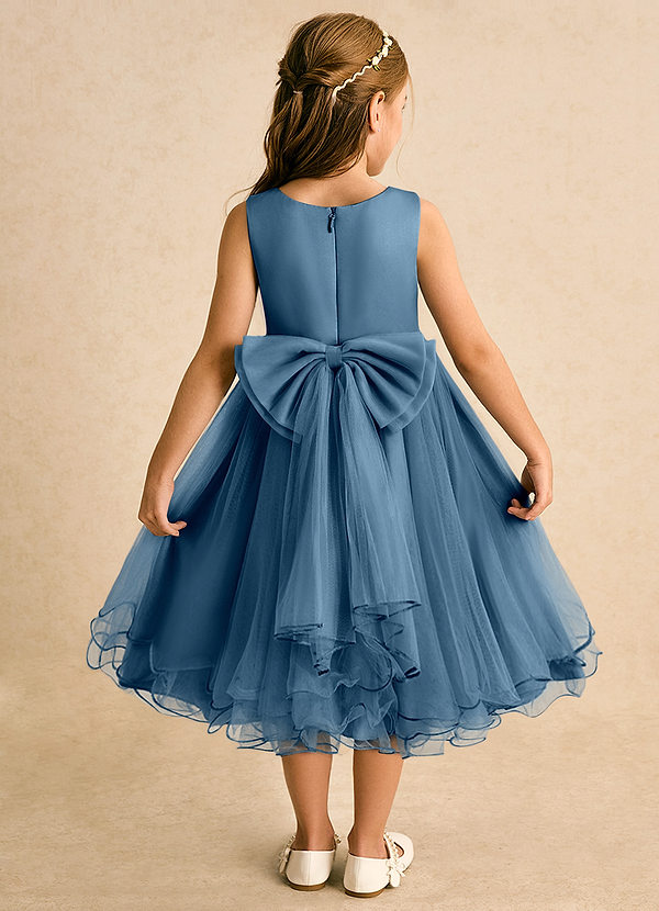 Azazie Lass Vestidos de Niña de Flores Vestido de Bermudas de Tul de Corte En A con Lazo image1