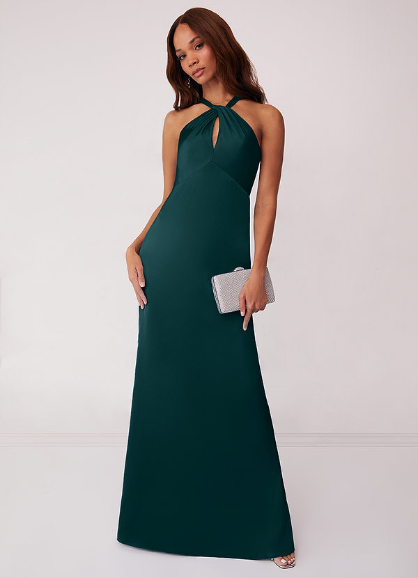 Barbie ♥ Azazie Bridesmaid Dresses Pine Sheath Stretch Satin Dress image1