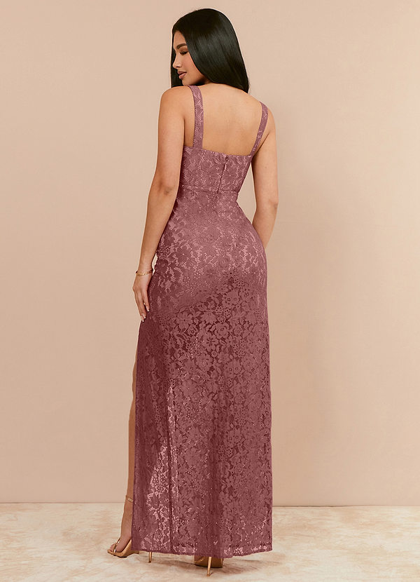 back Vestido columna de escote corazón todo de encaje 