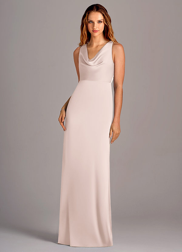 Azazie Wrenlee Bridesmaid Dresses Blushing Pink A-Line Stretch Satin Dress image1