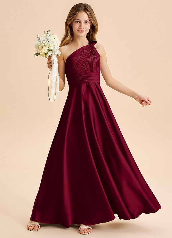 Azazie Charlize Junior Klä av A-Line i Stretch Satin Plisserad image1