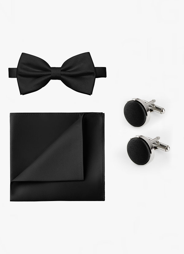 front Matching Bow Tie & Pocket Square & Cuff Links Set