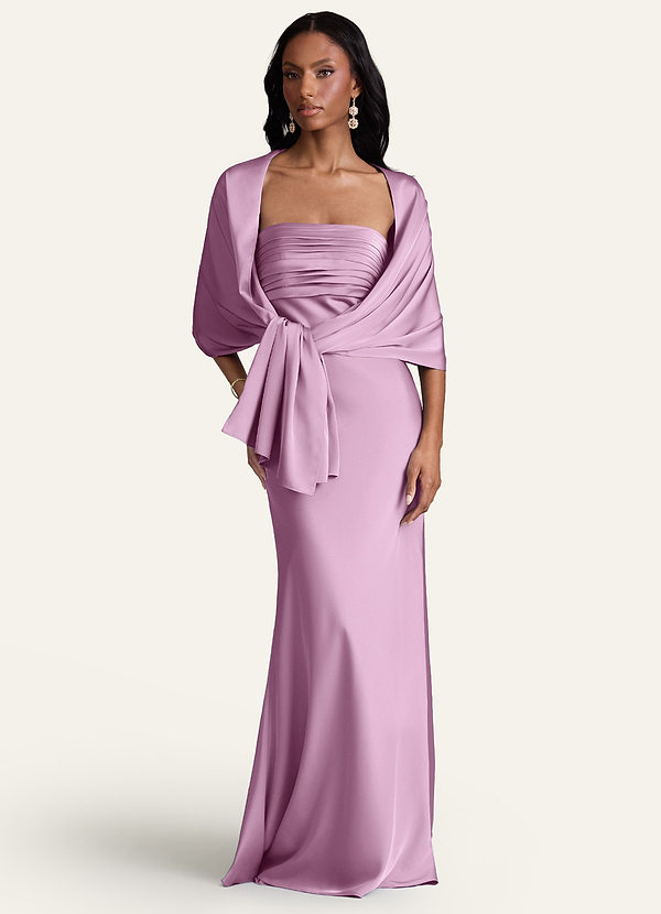 front Azazie Châle En Satin Extensible Aleena De Couleur Assortie