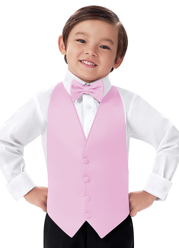 front Boy's Matte Satin Vest & Bow Tie Set