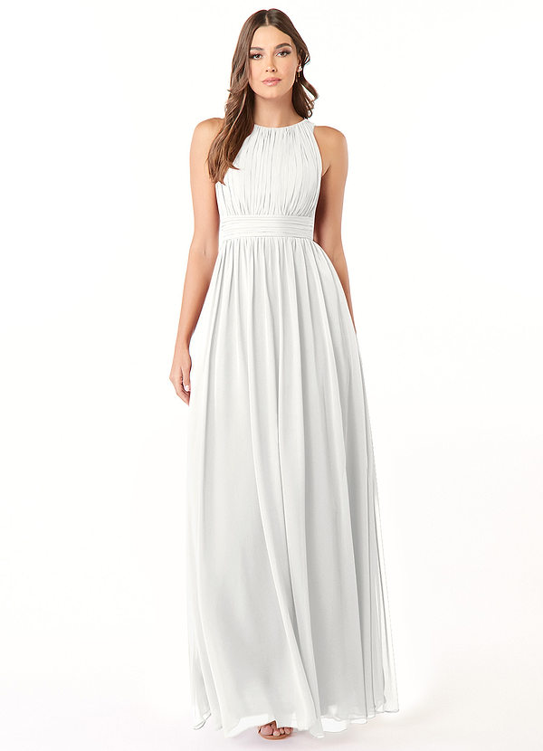 Azazie Luz Bridesmaid Dresses White A-Line Lace Chiffon Dress image1