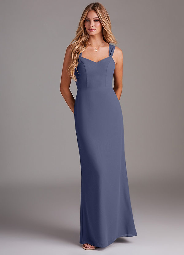 Azazie Denice Bridesmaid Dresses Stormy Sheath Pleated Chiffon Dress image1