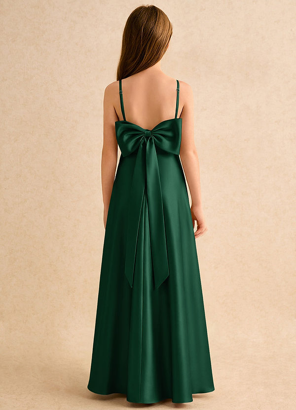 Azazie Joella Girls Formal Vestidos de Niña de Flores Vestido de Verde Oscuro de Satén Elástico de Corte en A con Plisado image1