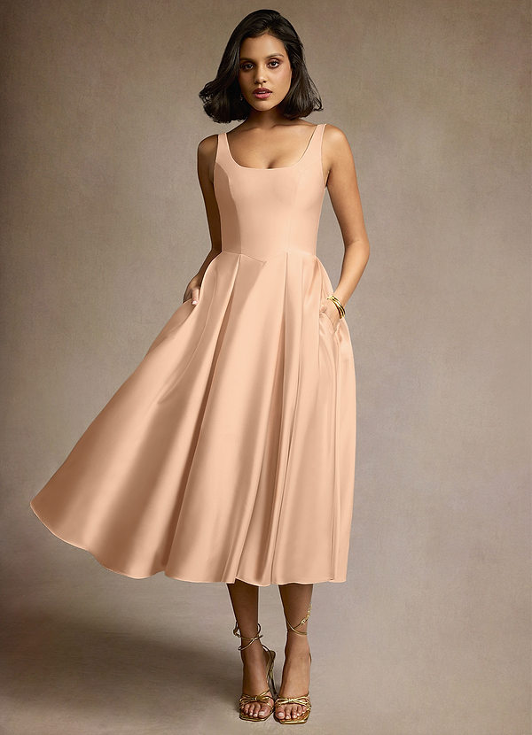 Olivia Blush Pink Pleated Midi Dress image1