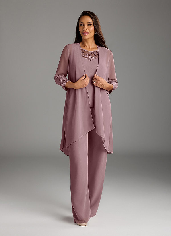 Azazie Maura Mother of the Bride Dresses Dusty Rose Jumpsuit/Pantsuit Sequins Chiffon Dress image1