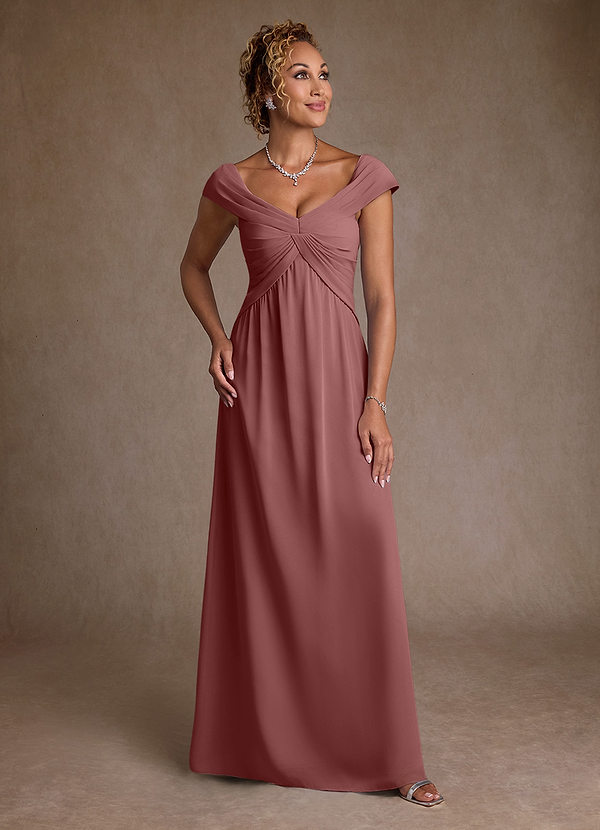 Azazie Myrtle Mother of the Brides Dresses Desert Rose A-Line Pleated Chiffon Dress image1