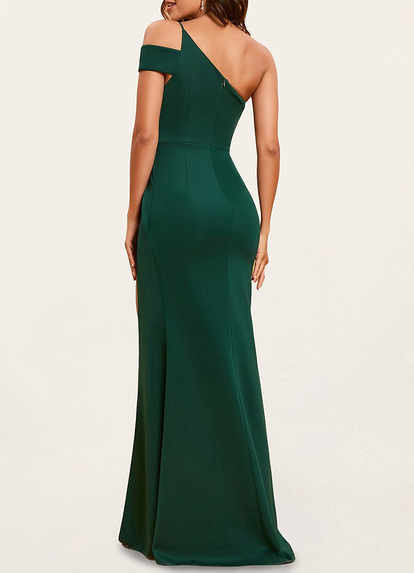 back Emerald Green Cutout One-Shoulder Maxi Dress
