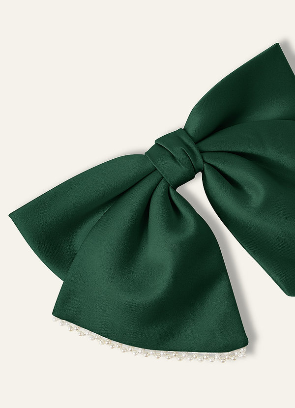 front Matching Color Satin Pearl Bow Hair Clip