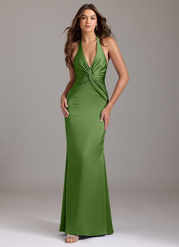 Azazie Valerie Brudtärneklänningar Klä av Sjöjungfru i Stretch Satin Plisserad Basilika image1