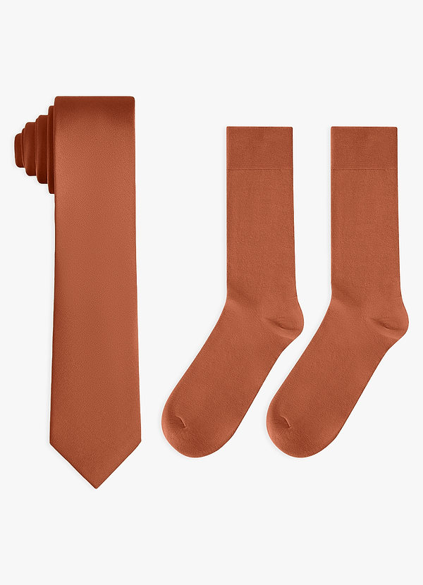 front Bijpassende set van stretch satijnen skinny stropdas en katoenen sokken