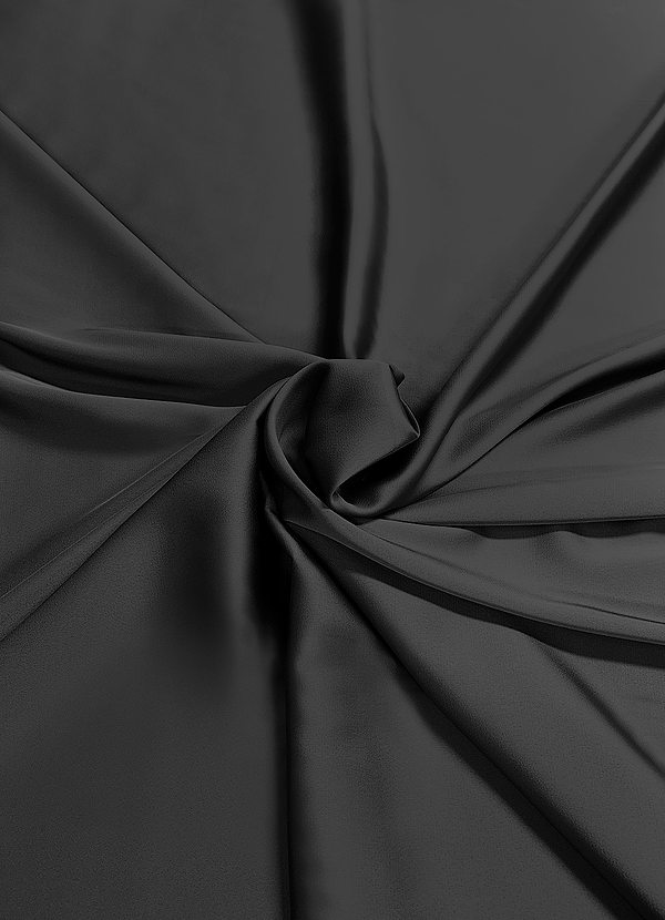 front Azazie Black Stretch Satin Fabric By the Yard