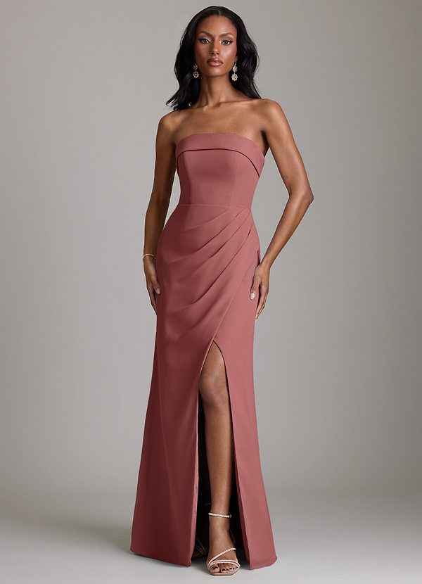 Azazie Aretha Brudepigekjoler En streg Stropløs Chiffon Gulv-længde Kjole image1